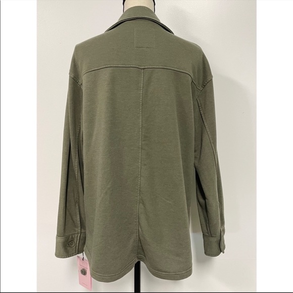 NWT Avec Les Filles French Terry Pigment Dyed Shacket Green Size S - Picture 4 of 4